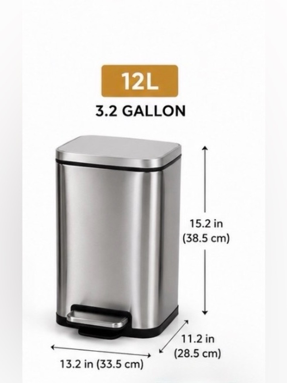 12L Stainless Steel Step Trash Can - Silver